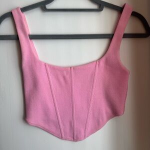 Princess Polly Pink Ribbed Corset Crop Top